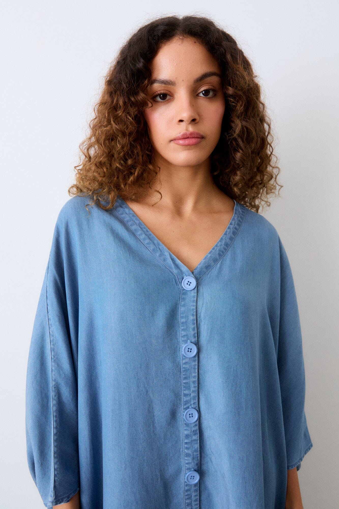 Kaftan Dress Dresses Women > Linen Dresses Bamboo Linen One Size Denim 